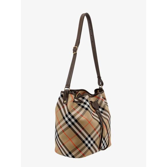 Burberry Women Canvas Bucket Bag With Check Motif - Picture 5 of 5
